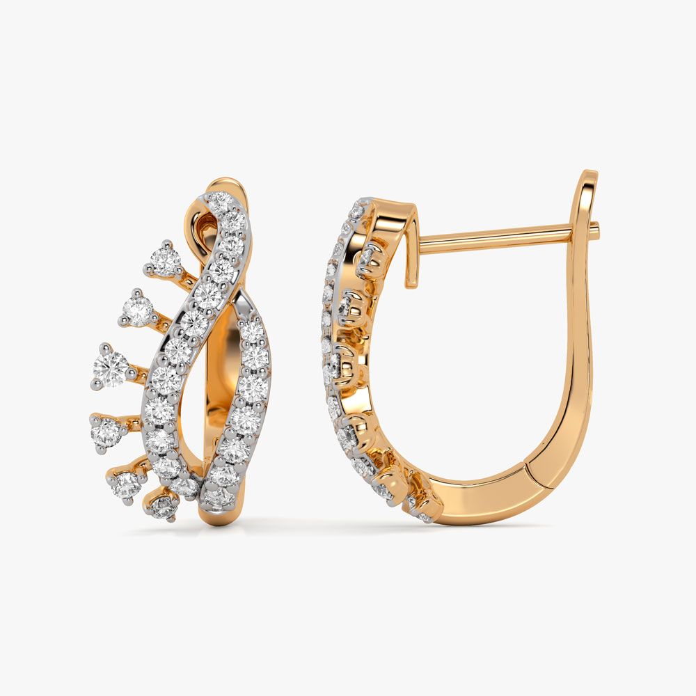 Semi Circular Diamond Embellished Earrings-Earrings-OER21004-D400X0C