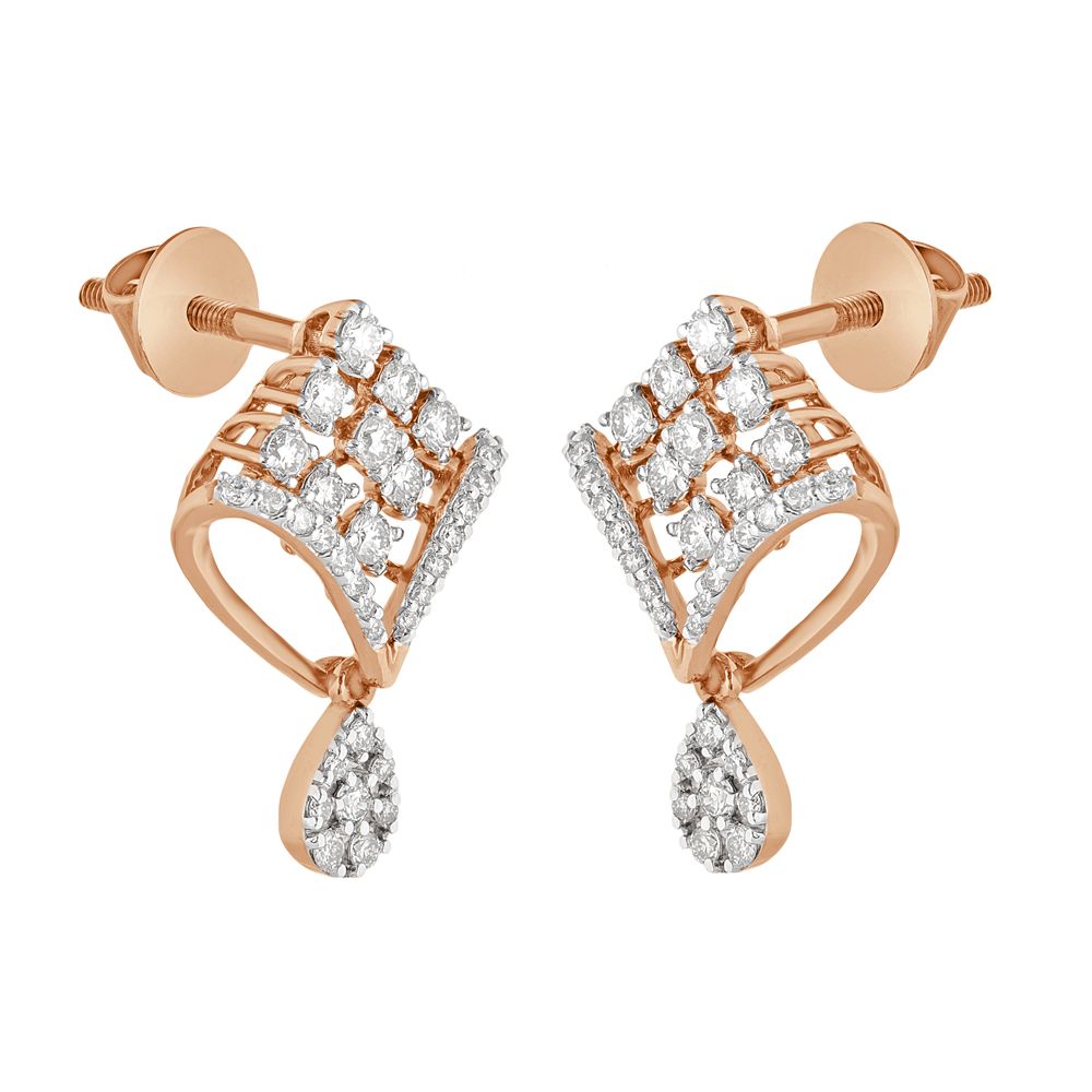Diamond Drop Earrings in 18KT Yellow Gold-Earrings-OER21005-D300R0B