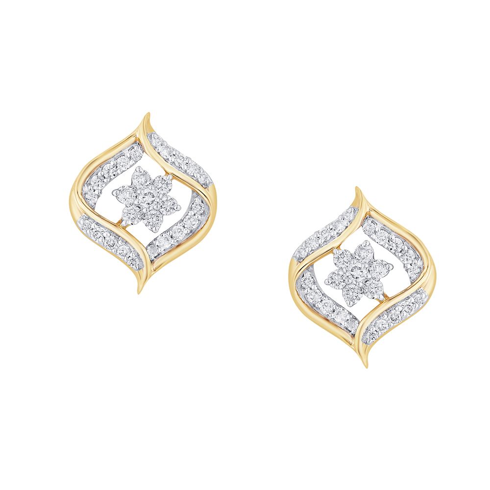 Sparkling Yellow Gold Earrings-Earrings-OER21008-D400R0C