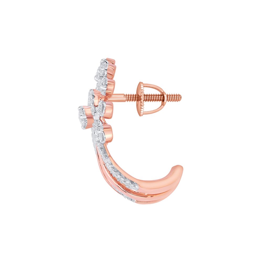 Floral Diamond and 14KT Rose Gold Earrings-Earrings-OER21018-D400X0C