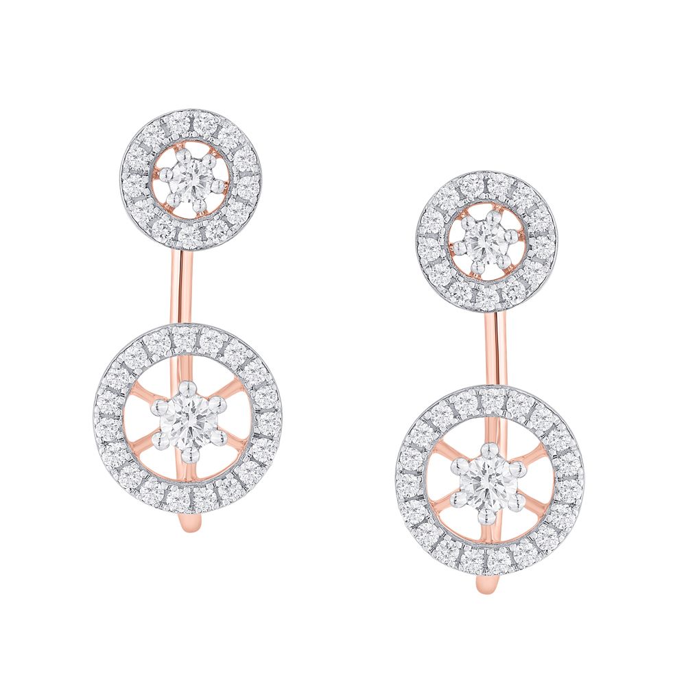 Gleaming Diamond Earrings in 18KT Rose Gold-Earrings-OER21019-D300X0B