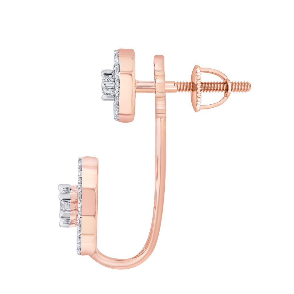 Gleaming Diamond Earrings in 18KT Rose Gold-Earrings-OER21019-D300X0B