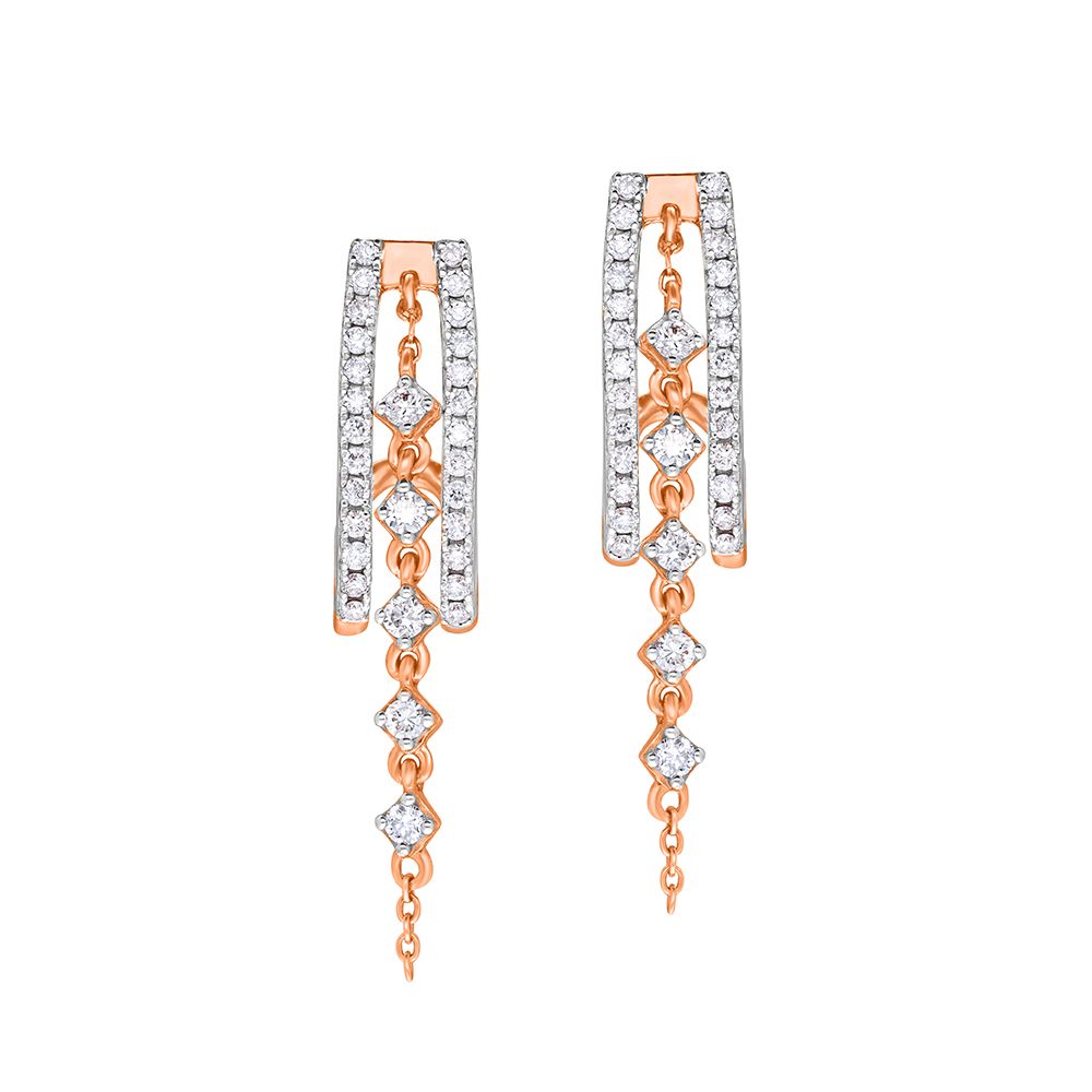 Diamond Earrings in 18KT Rose Gold-Earrings-OER21020-D200X0B