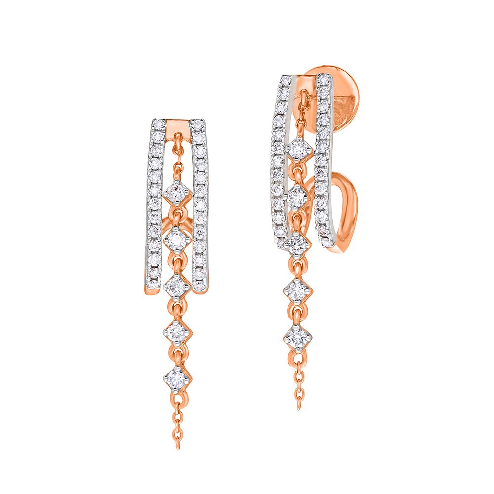 Diamond Earrings in 18KT Rose Gold-Earrings-OER21020-D200X0B