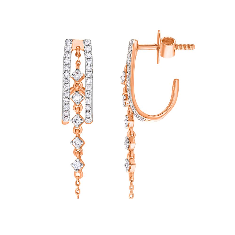 Diamond Earrings in 18KT Rose Gold-Earrings-OER21020-D200X0B