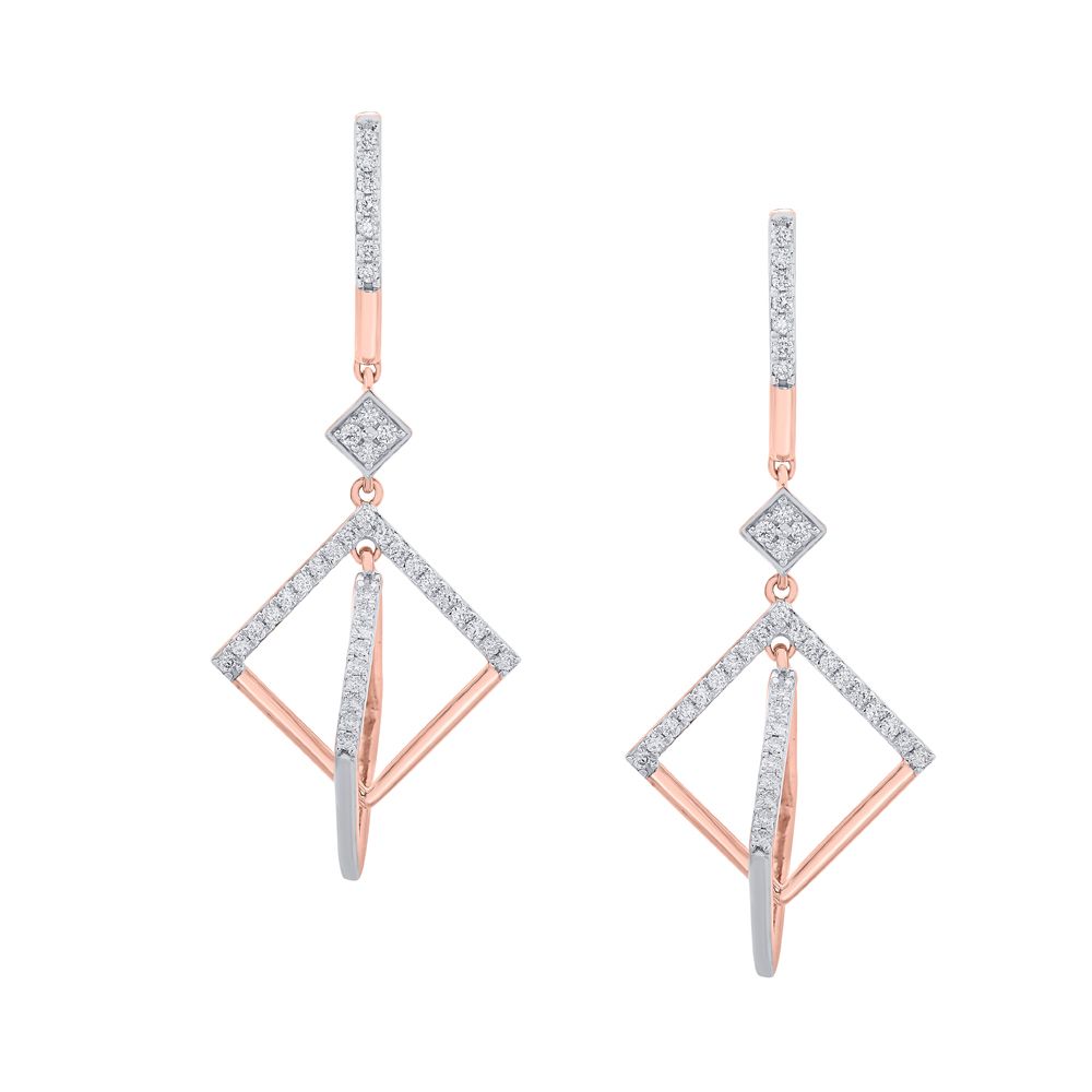 Delicate Diamond Danglers in 18KT Rose Gold-Earrings-OER21027-D300X0B