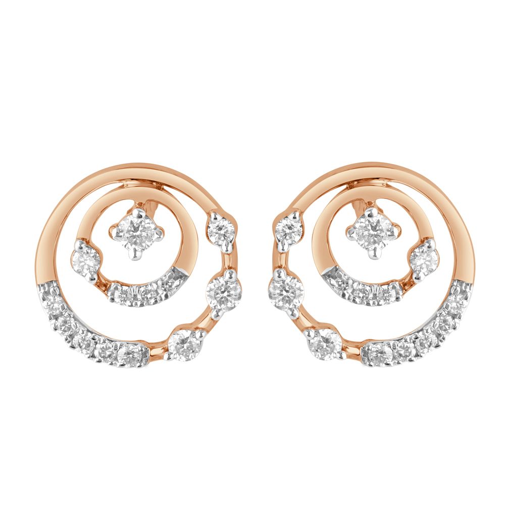 Spiral Circle Diamond Earrings-Earrings-OER21033-D400X0C