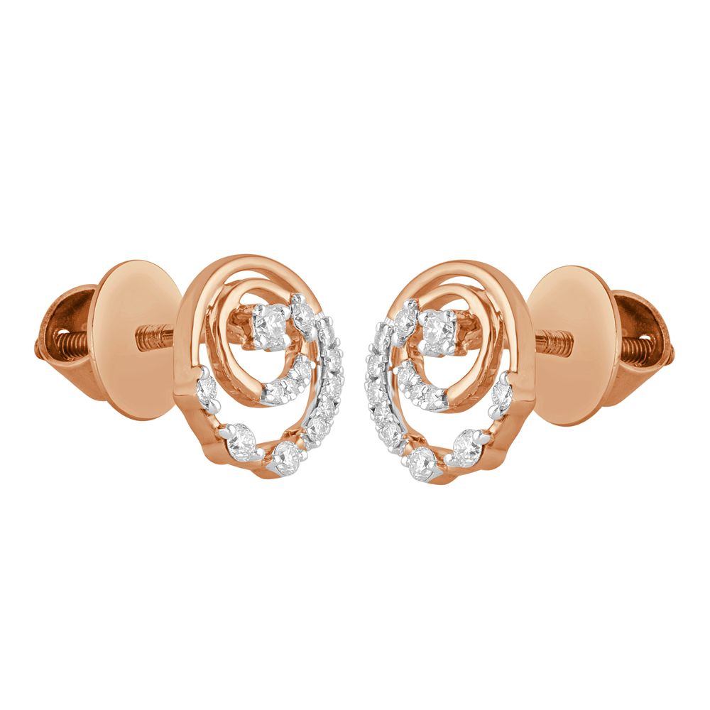 Spiral Circle Diamond Earrings-Earrings-OER21033-D400X0C