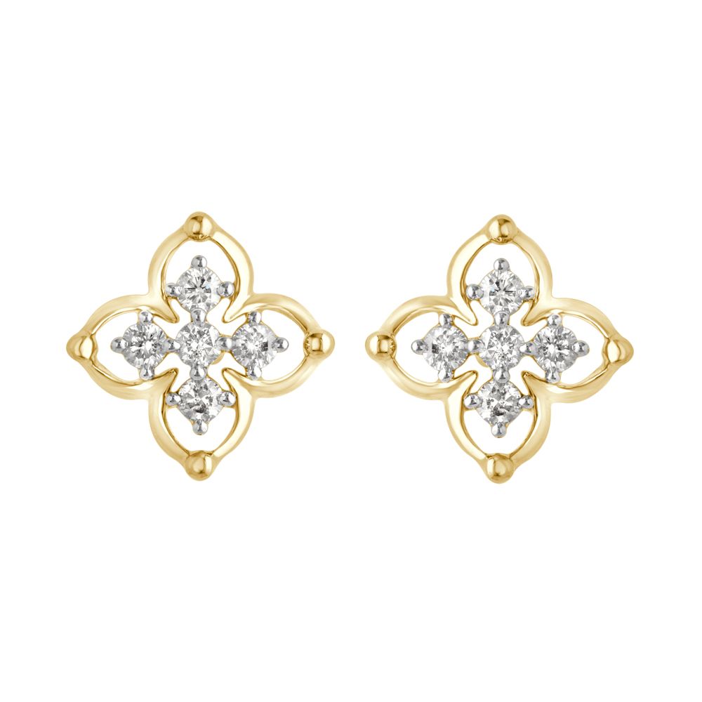 Gorgeous 14KT Yellow Gold and Diamond Earrings-Earrings-OER21048-D400R0C