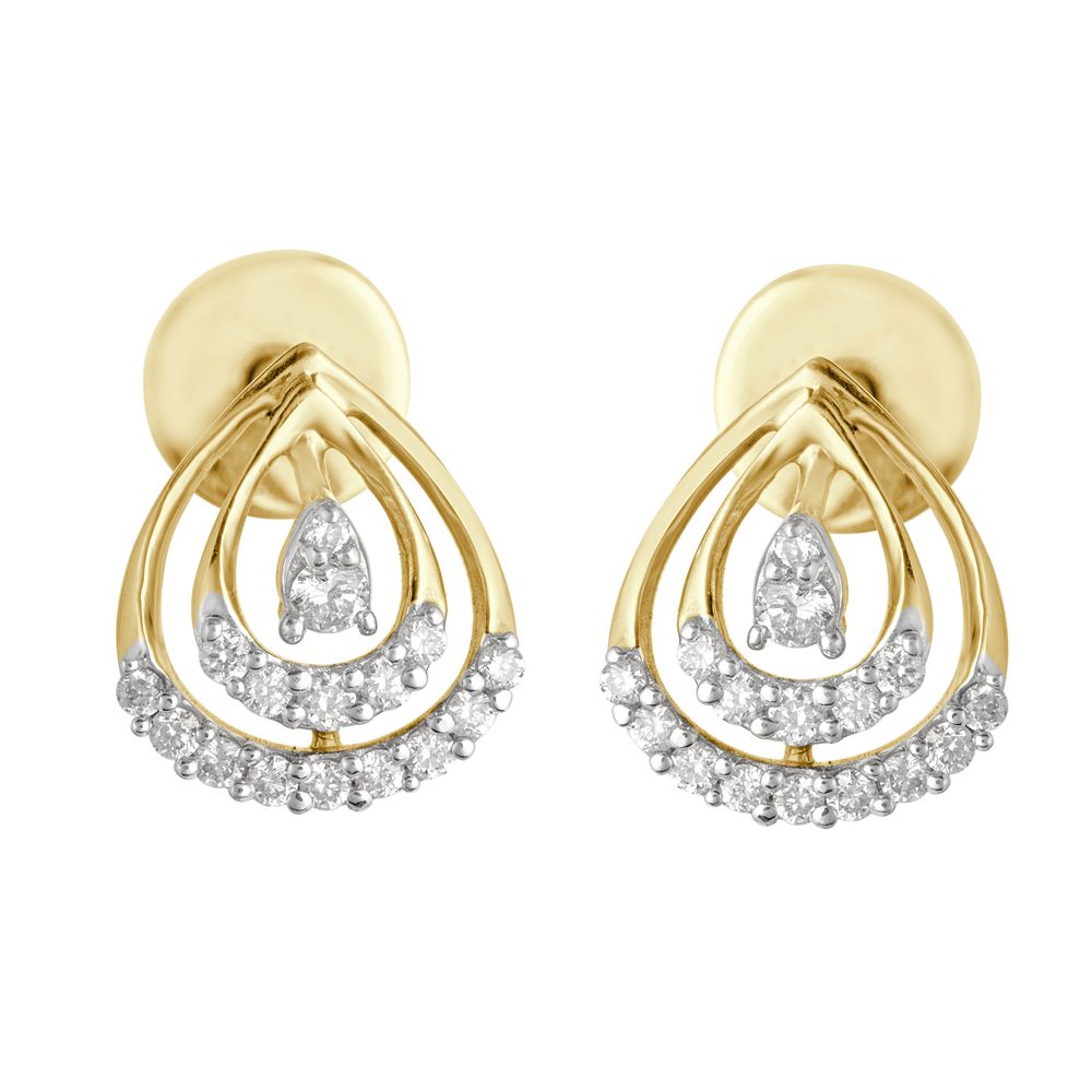 Effortless Glamour Diamond Yellow Gold Earrings-Earrings-OER21059-D400R0B