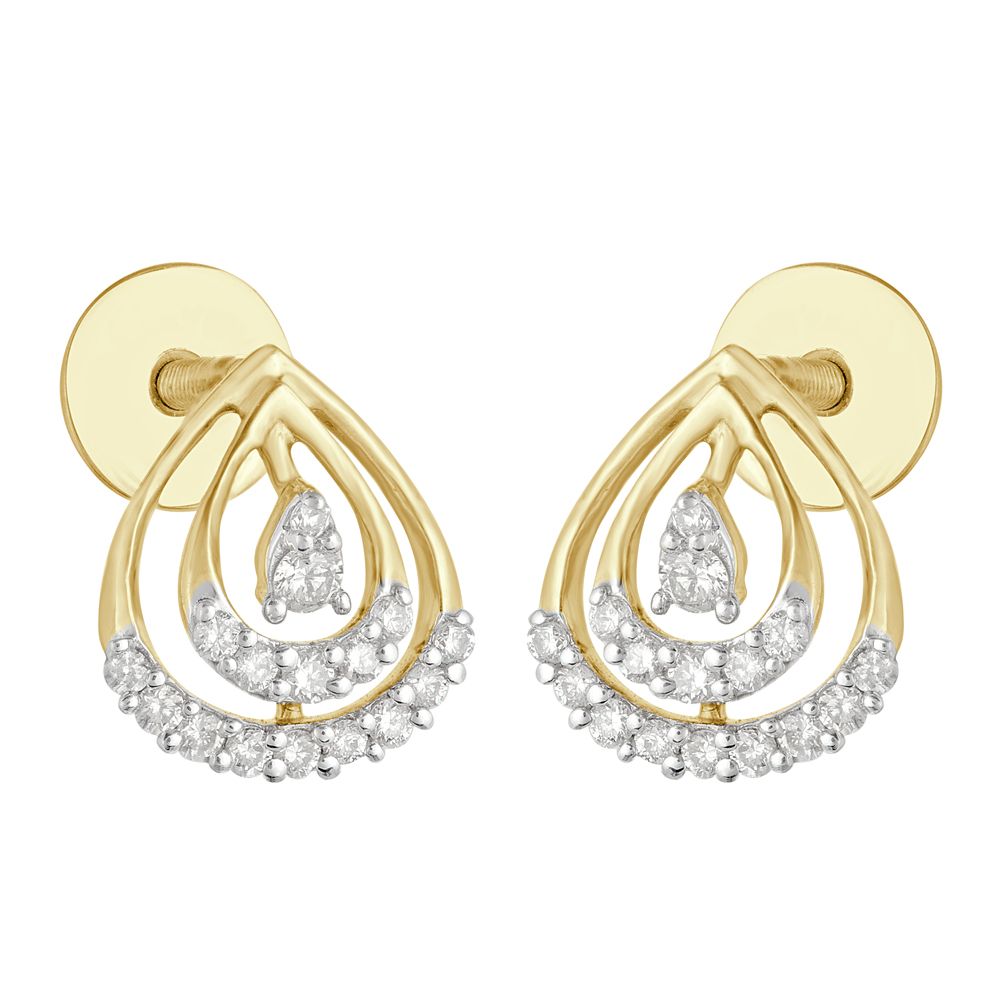 Effortless Glamour Diamond Yellow Gold Earrings-Earrings-OER21059-D400R0B