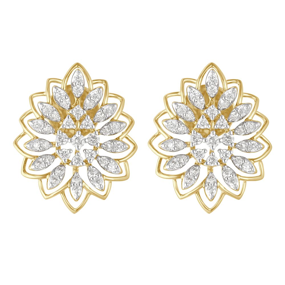 Brilliant 18KT Yellow Gold Earrings-Earrings-OER21061-D300R0B