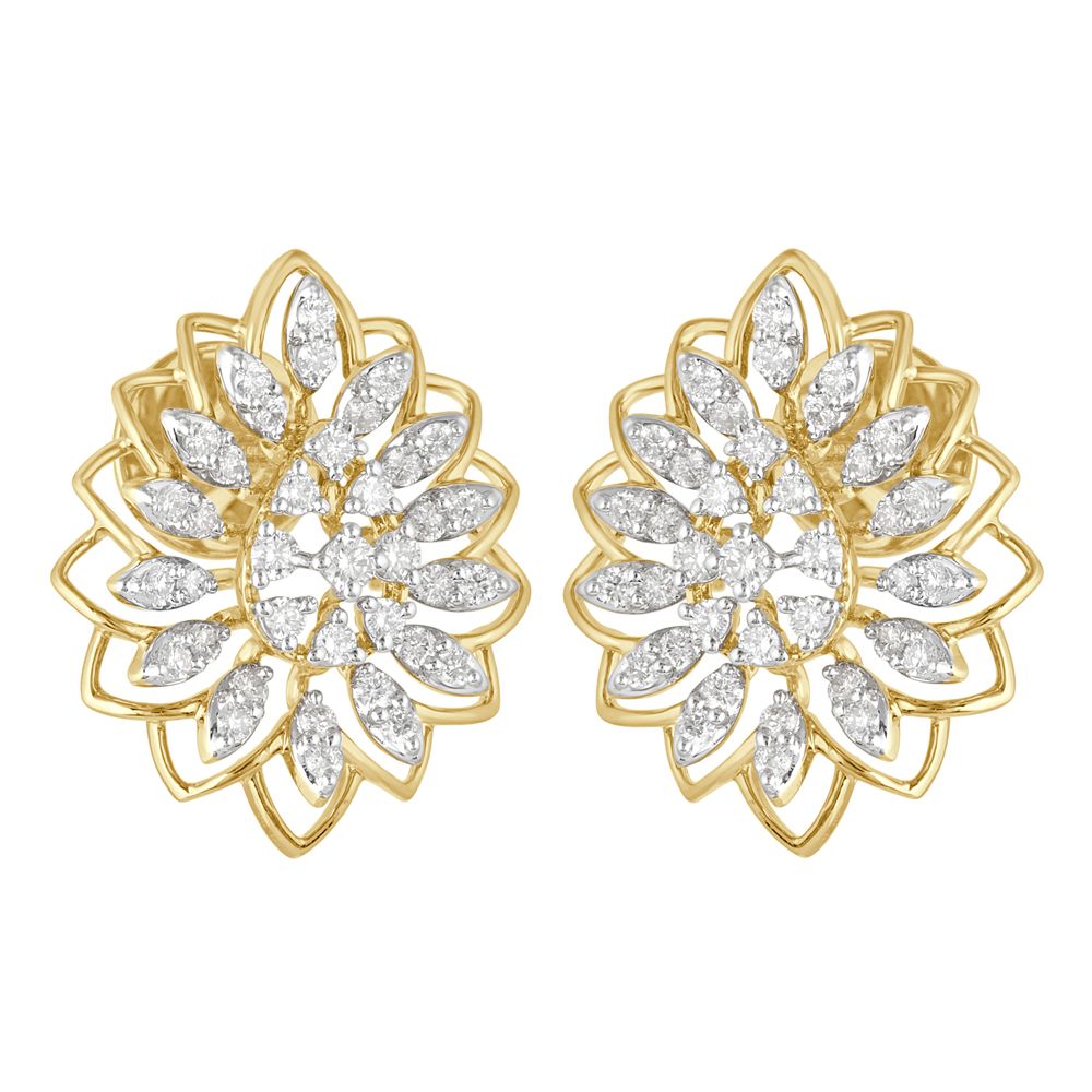 Brilliant 18KT Yellow Gold Earrings-Earrings-OER21061-D300R0B