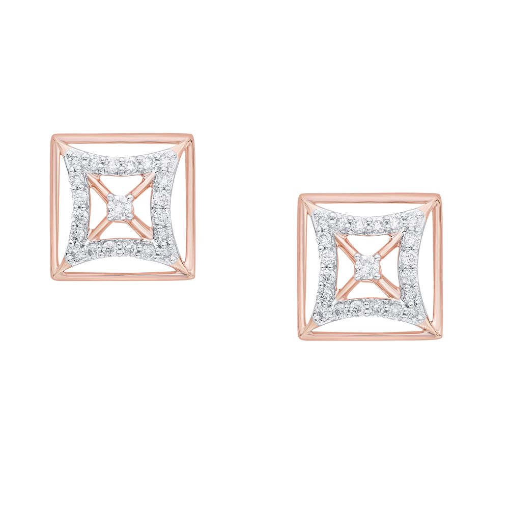 Brilliant Earrings in Square Diamond Design-Earrings-OER21063-D400R0C