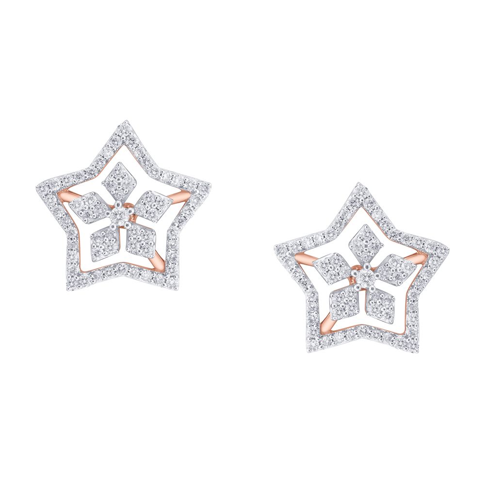 Star Studded Diamond Earrings-Earrings-OER21066-D300X0B