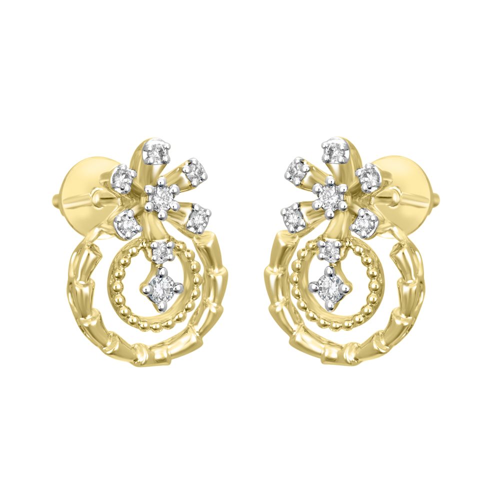 Vintage Chic 14KT Yellow Gold Earrings-Earrings-OER21068-D400R0C