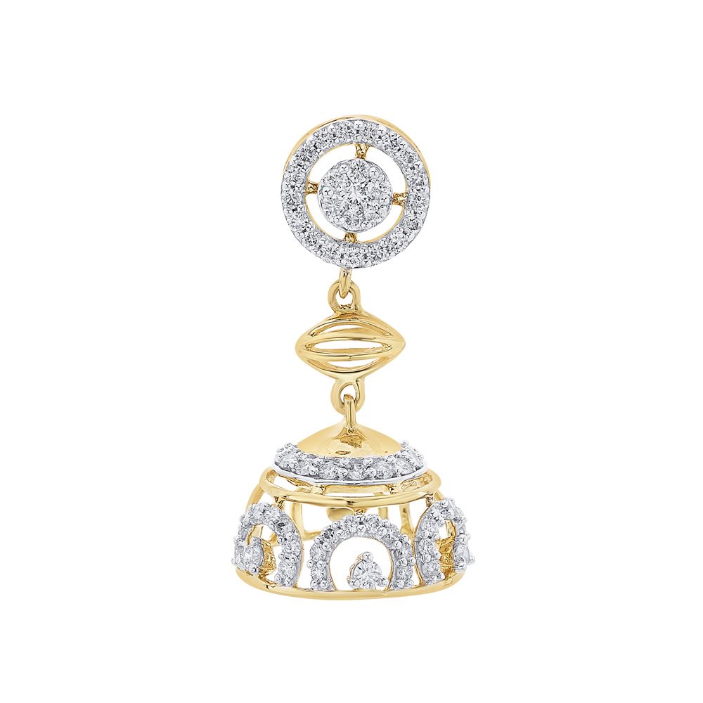 Shimmery Yellow Gold Jhumka Earrings-Earrings-OER21070-D400R0C