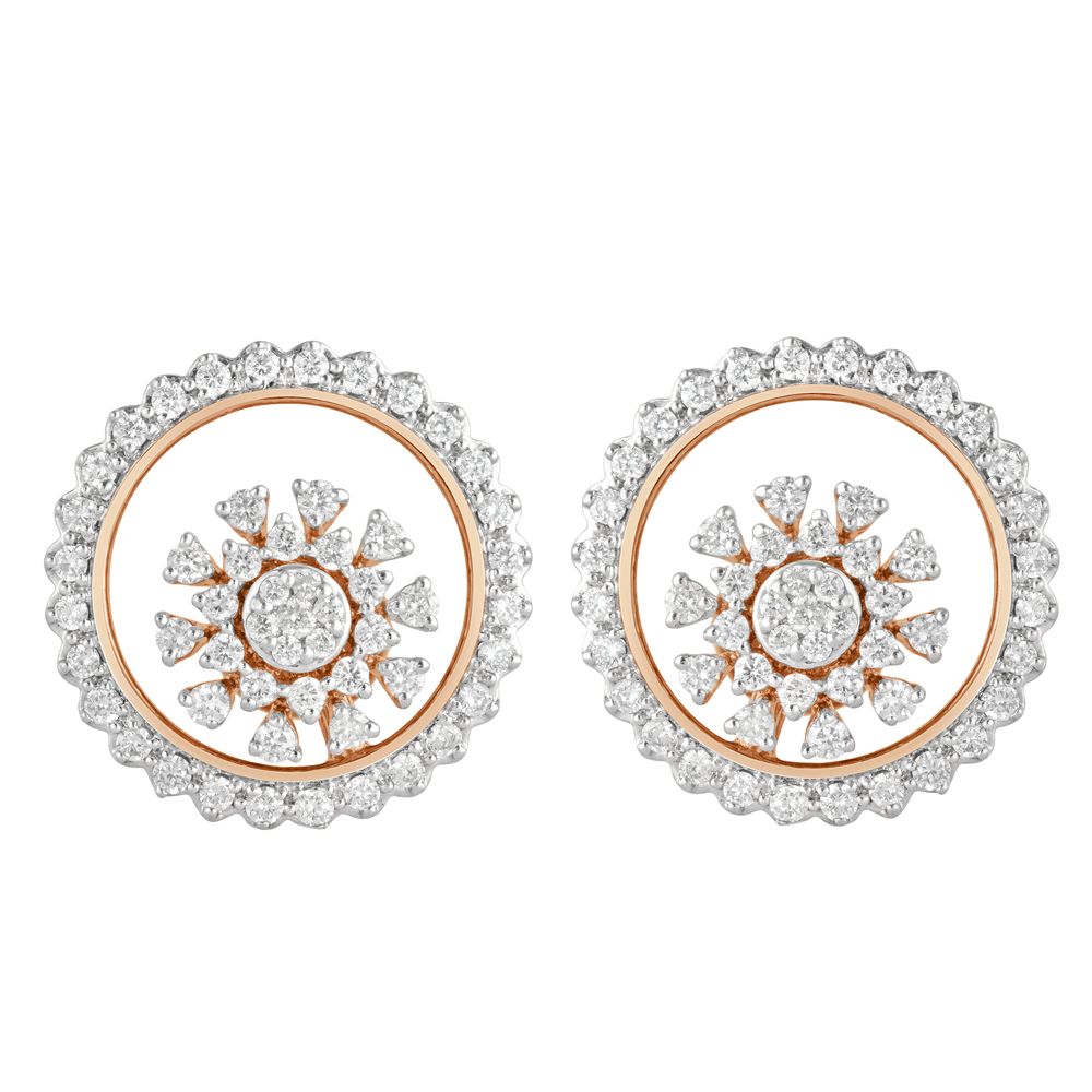 Graceful 14KT Rose Gold Diamond Earrings-Earrings-OER22009-D400X0C
