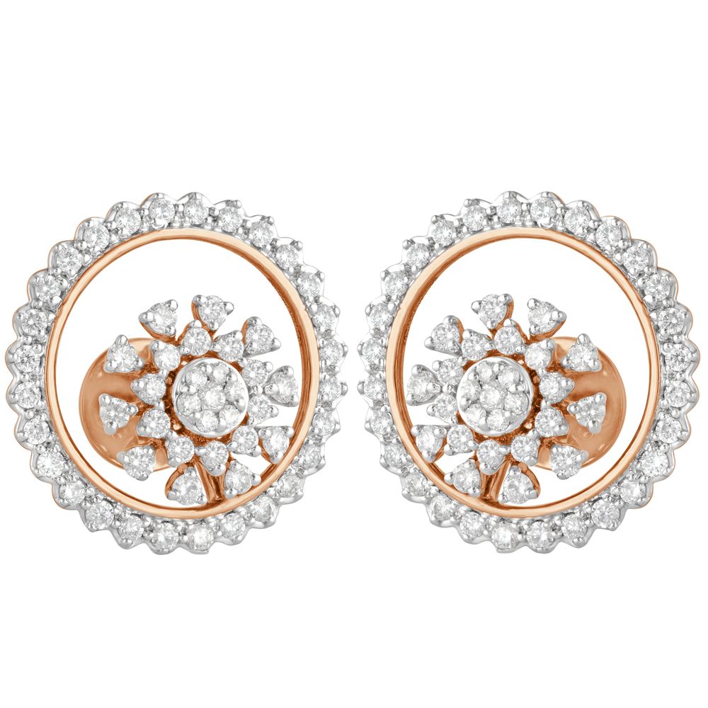 Graceful 14KT Rose Gold Diamond Earrings-Earrings-OER22009-D400X0C