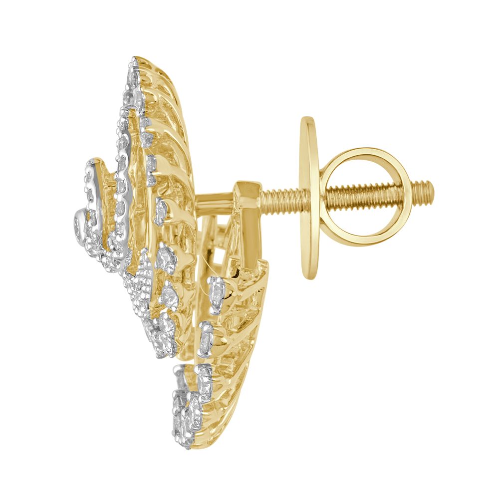 Spiral Design Diamond Earrings in 18KT Yellow Gold-Earrings-OER22011-D300R0B