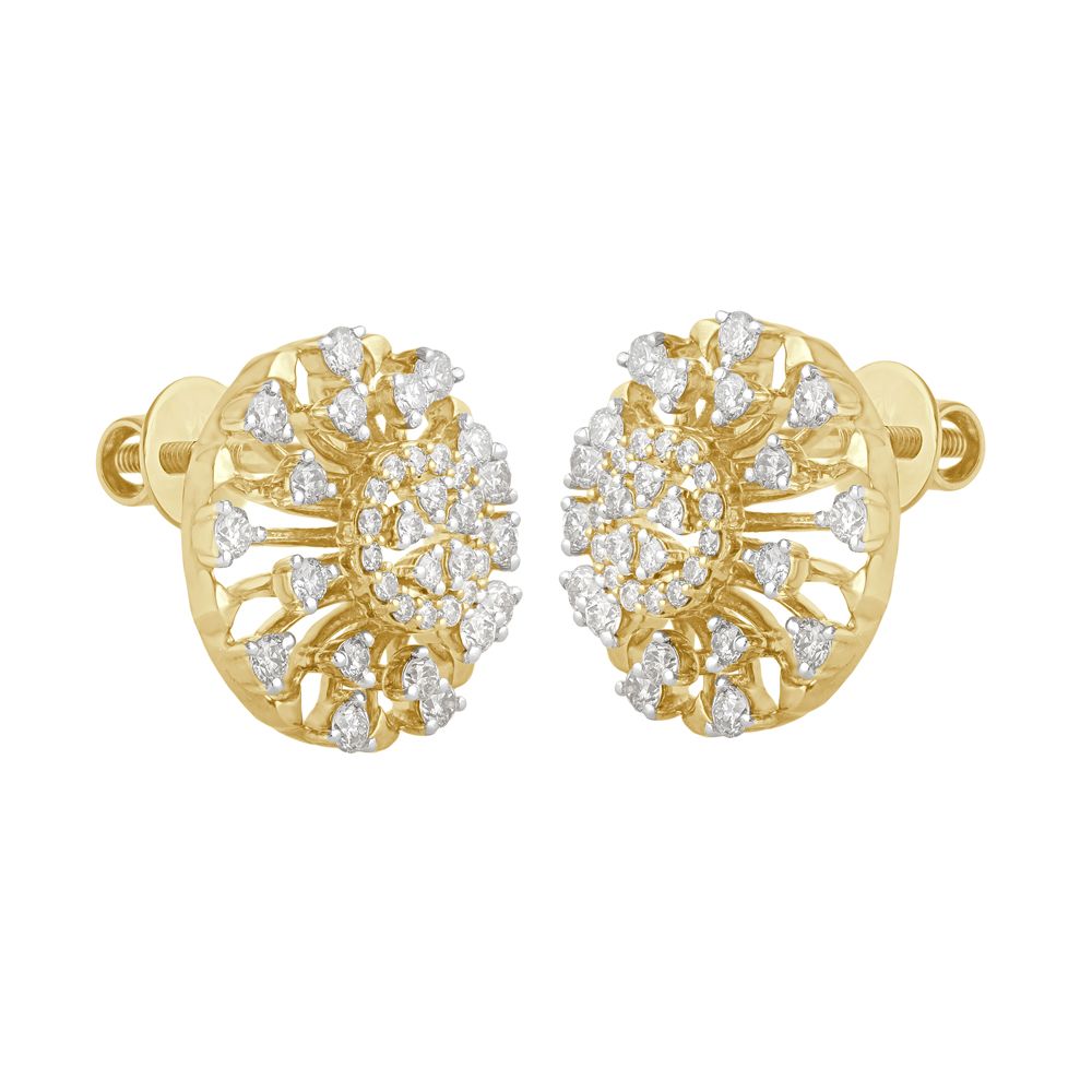 Fascinating Diamond Earrings in 14KT Yellow Gold-Earrings-OER22026-D400R0C