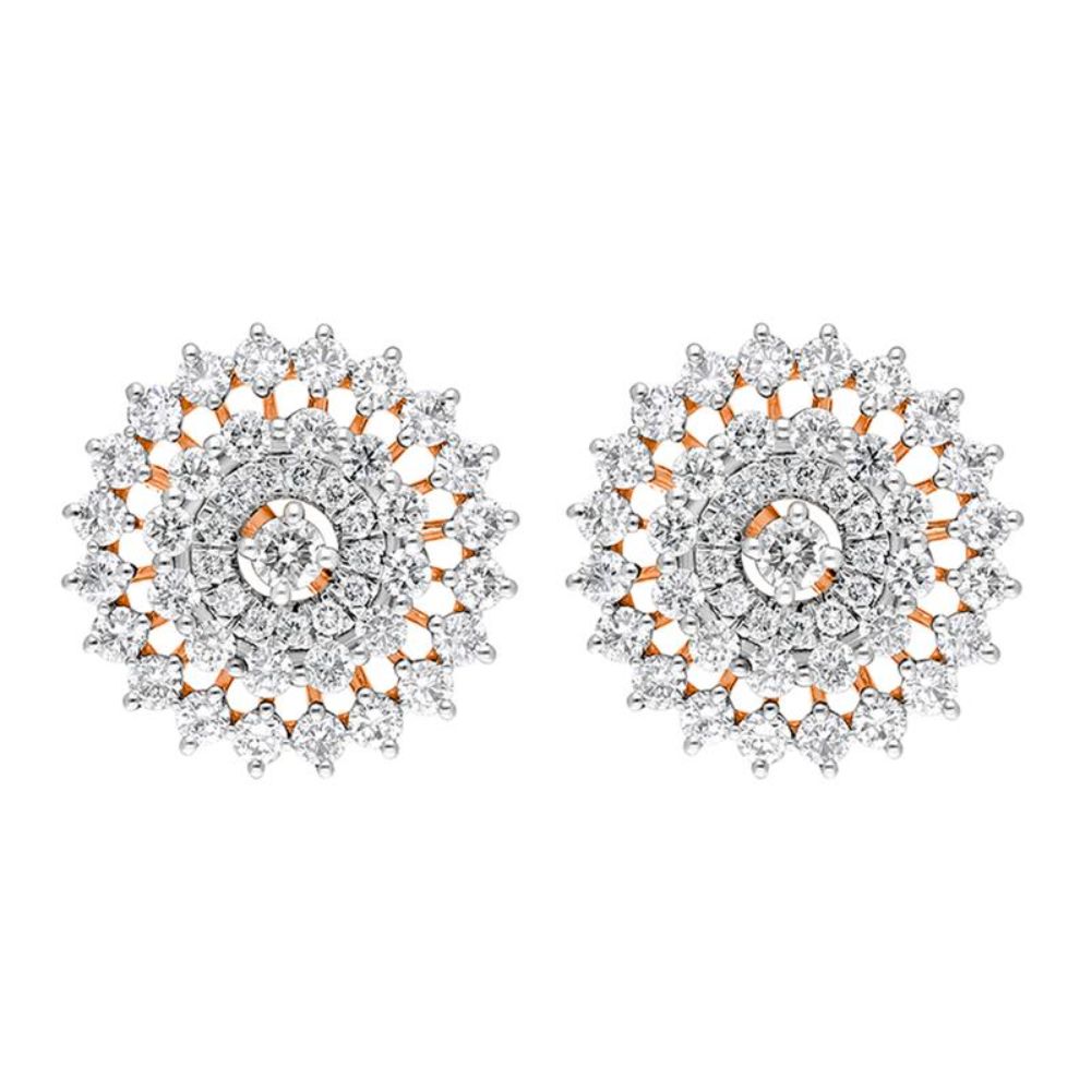 Diamond Petalled Rose Gold Earrings-Earrings-OER22028-D400X0C