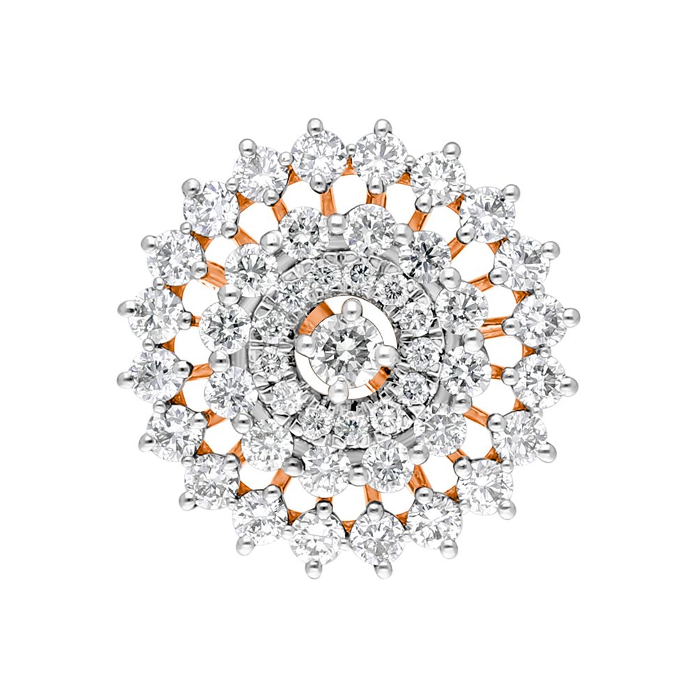 Diamond Petalled Rose Gold Earrings-Earrings-OER22028-D400X0C