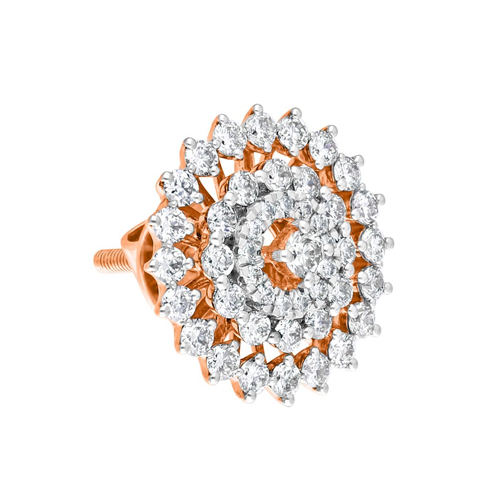 Diamond Petalled Rose Gold Earrings-Earrings-OER22028-D400X0C