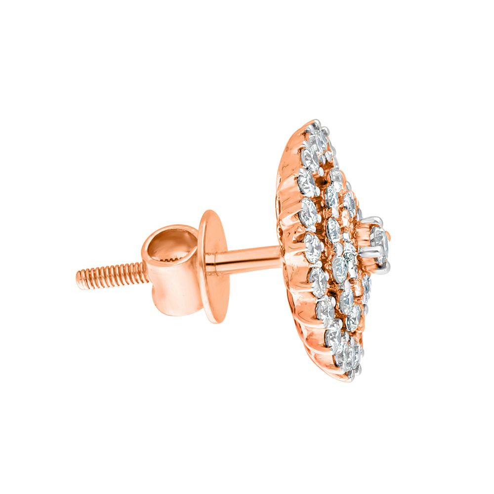 Diamond Petalled Rose Gold Earrings-Earrings-OER22028-D400X0C