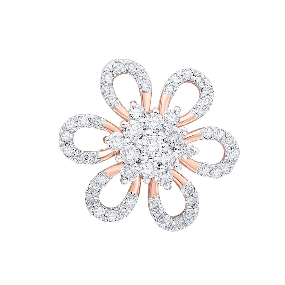 Diamond Earrings in Flower Design-Earrings-OER22042-D900X0C