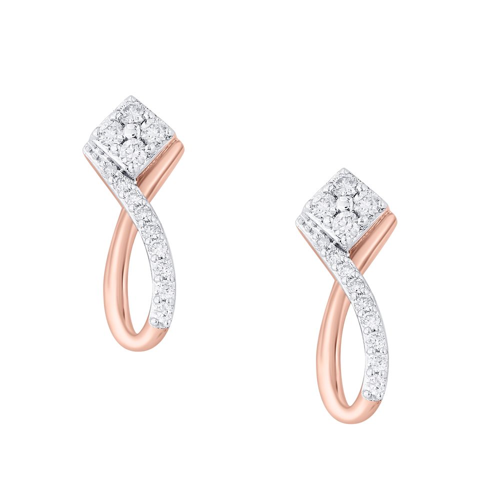 Shimmery Rose Gold and Diamond Earrings-Earrings-OER22049-D900X0C
