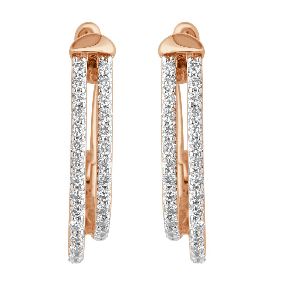 Gorgeous 14KT Rose Gold Diamond Earrings-Earrings-OER22051-D900X0C
