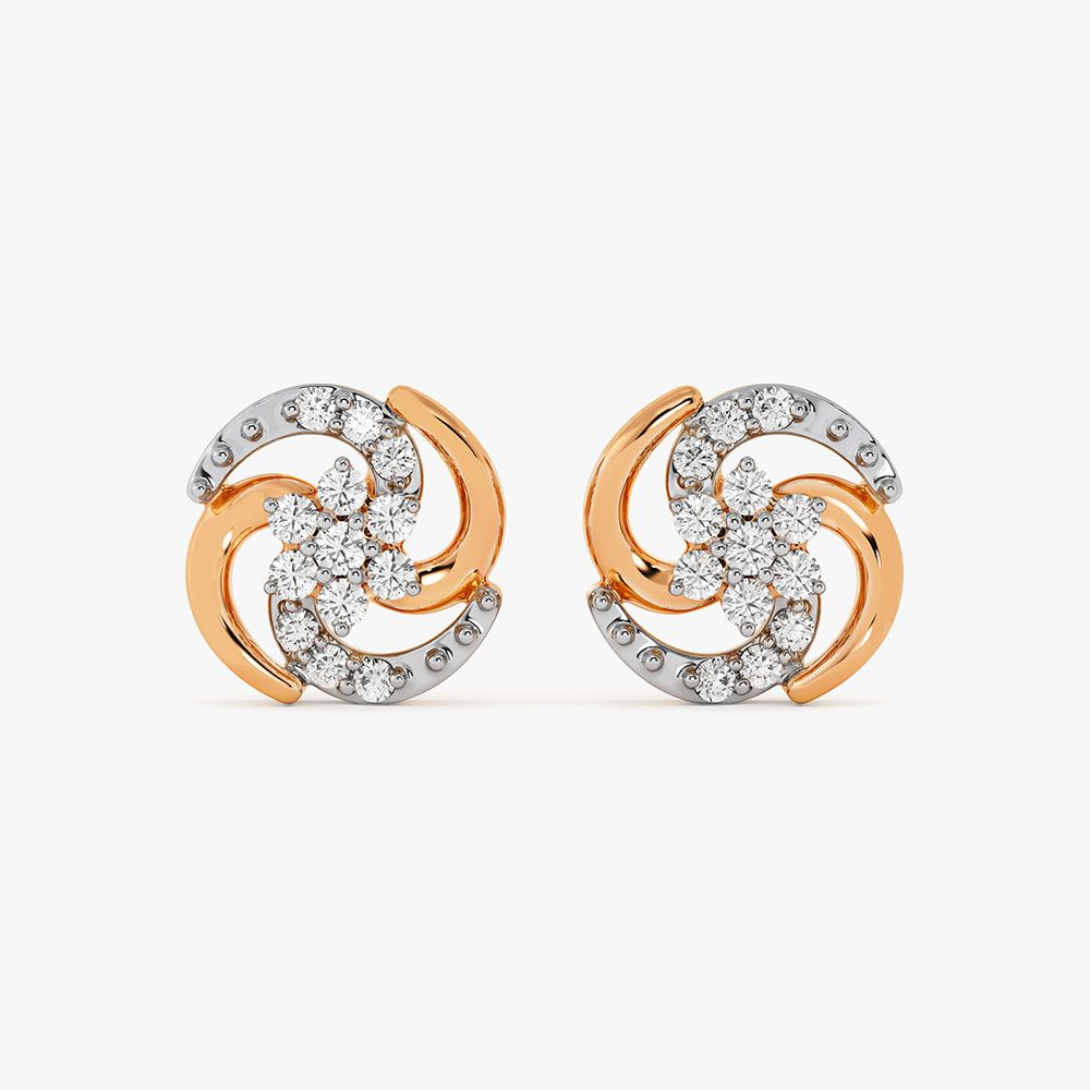 Spiral Petalled 14KT Rose Gold Earrings-Earrings-OER22055-D900X0C