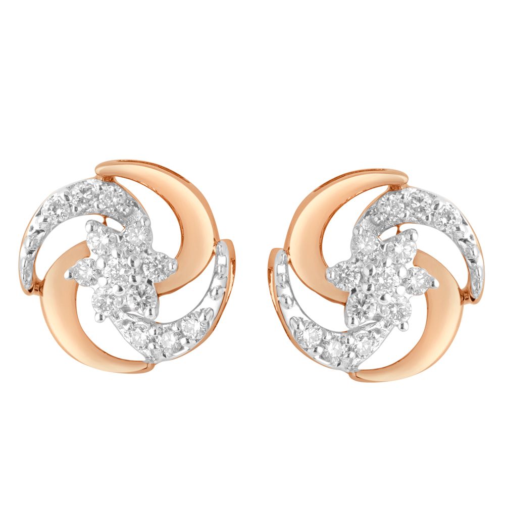 Spiral Petalled 14KT Rose Gold Earrings-Earrings-OER22055-D900X0C
