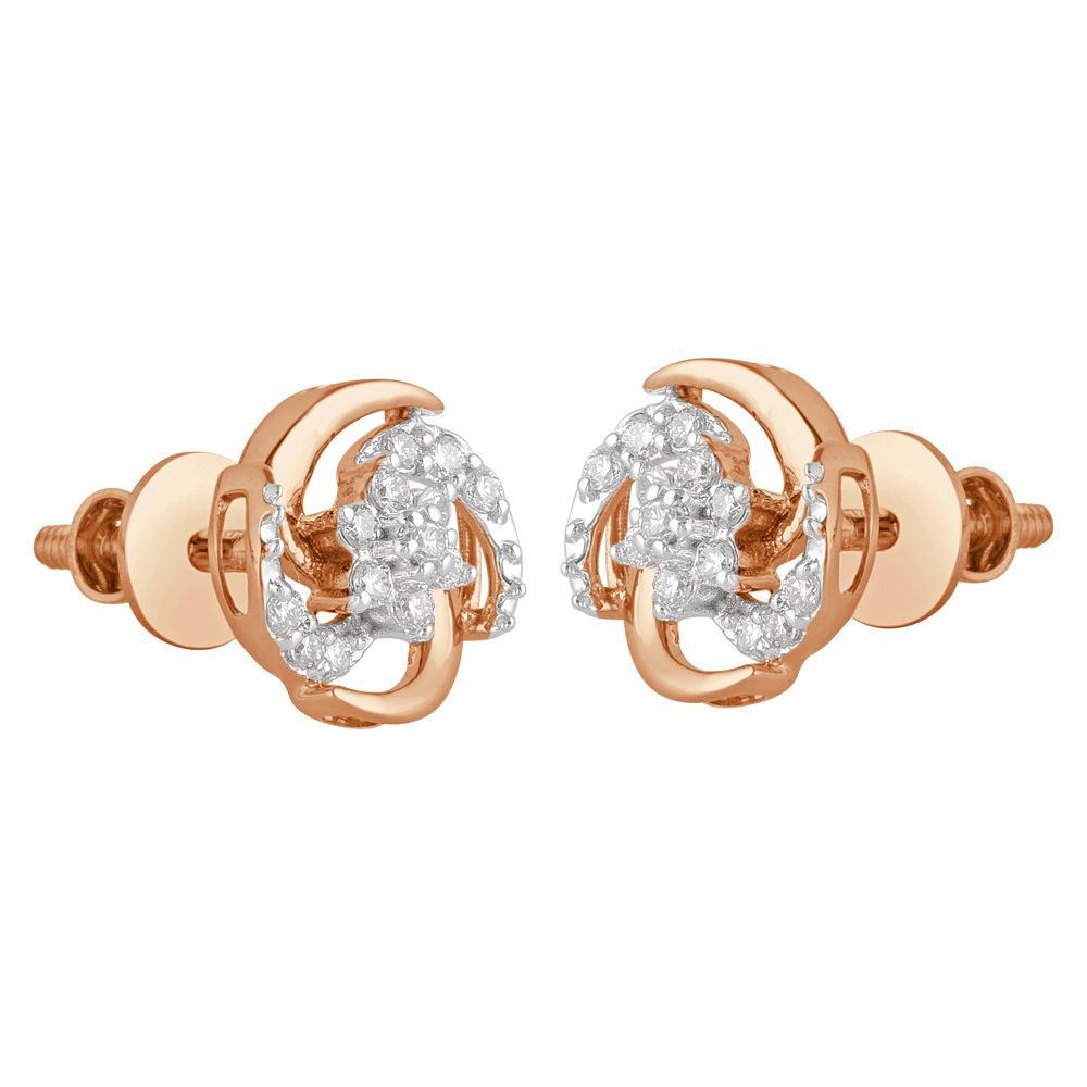 Spiral Petalled 14KT Rose Gold Earrings-Earrings-OER22055-D900X0C