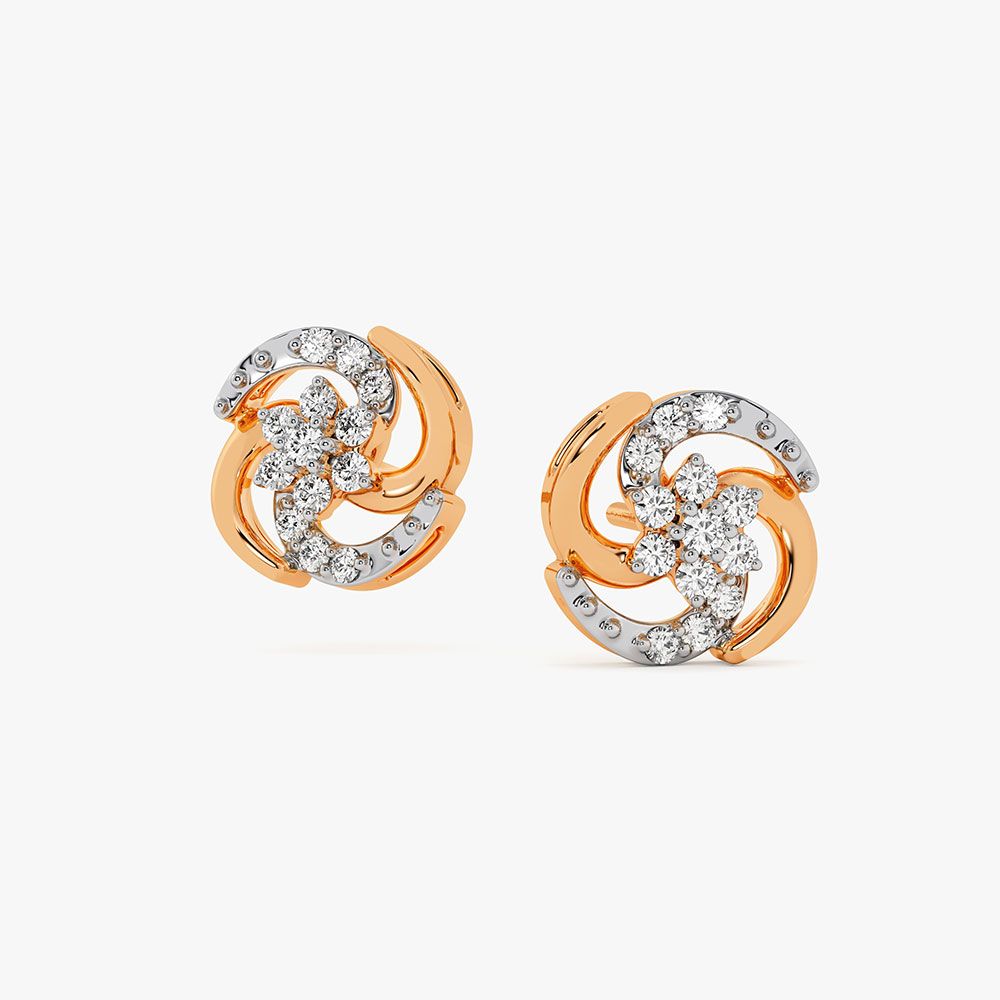 Spiral Petalled 14KT Rose Gold Earrings-Earrings-OER22055-D900X0C