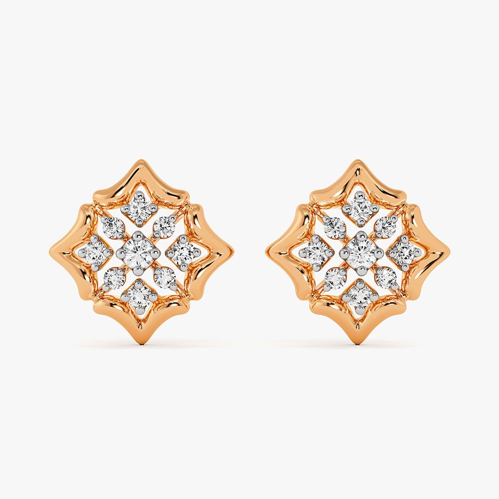 Diamond Design Earrings in 14KT Rose Gold-Earrings-OER22058-D900X0C