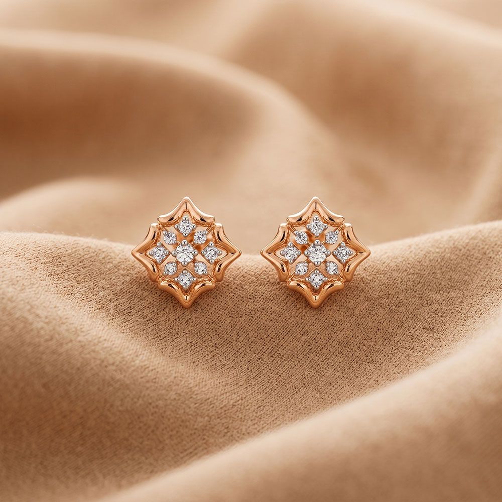 Diamond Design Earrings in 14KT Rose Gold-Earrings-OER22058-D900X0C