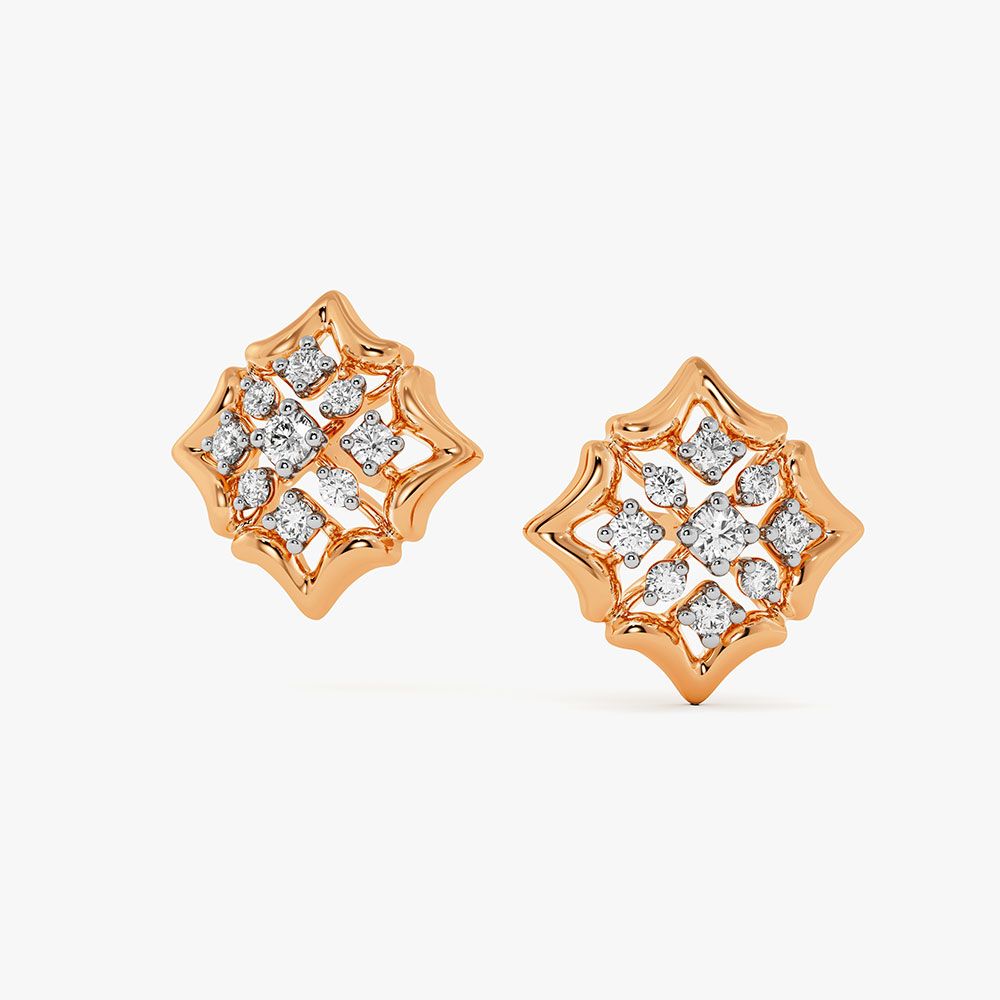 Diamond Design Earrings in 14KT Rose Gold-Earrings-OER22058-D900X0C