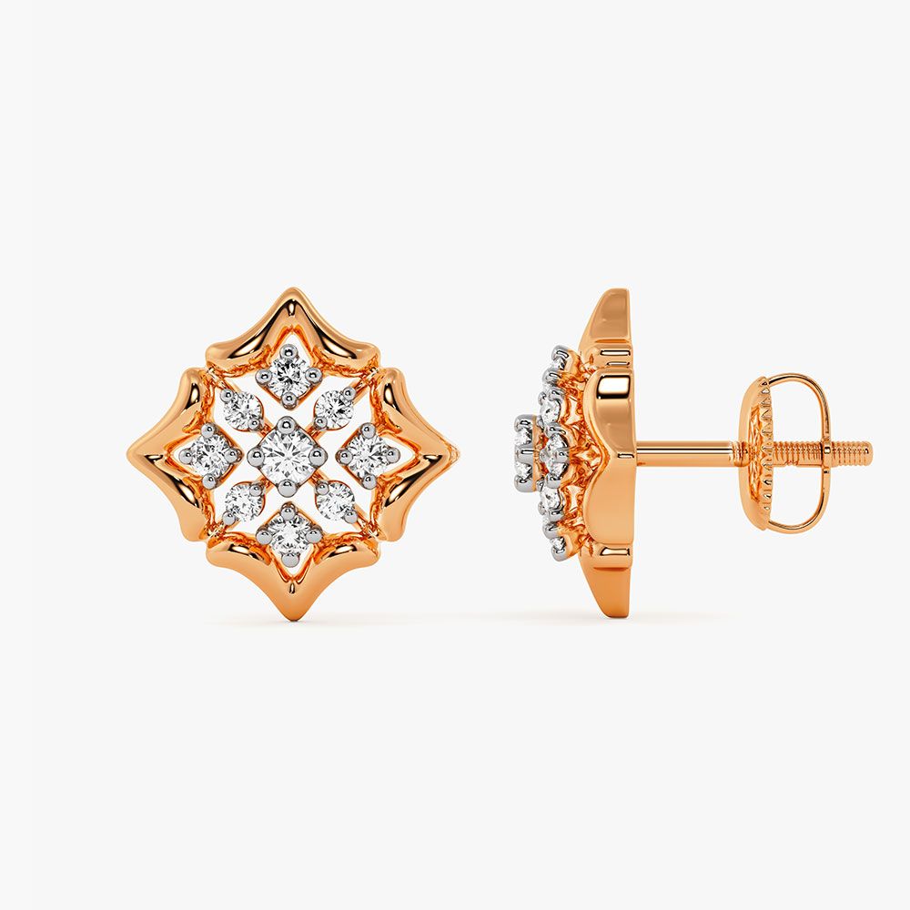 Diamond Design Earrings in 14KT Rose Gold-Earrings-OER22058-D900X0C