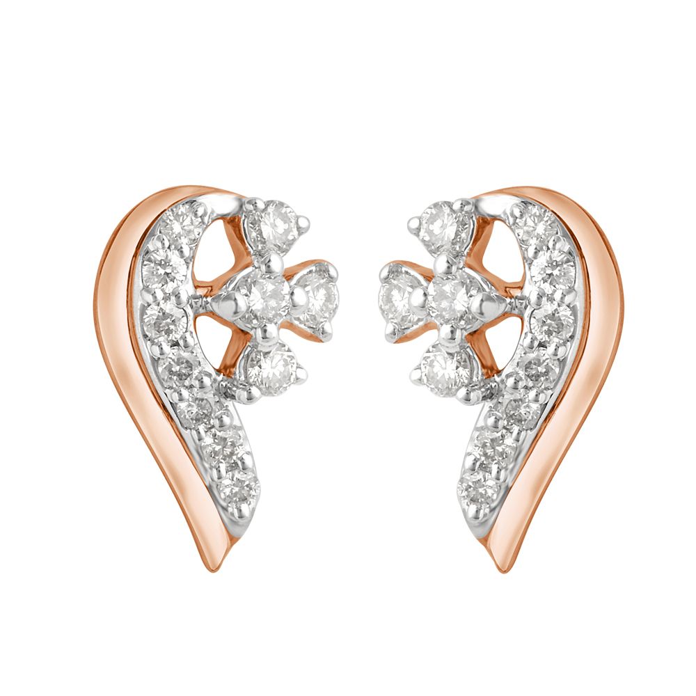 Delicate 14KT Rose Gold Curved Earrings-Earrings-OER22061-D900X0C