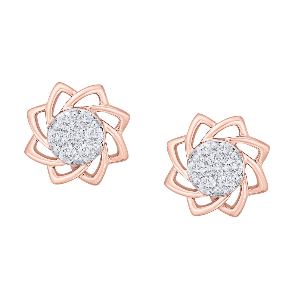 Floral Diamond Studs-Earrings-OER22067-D900X0C