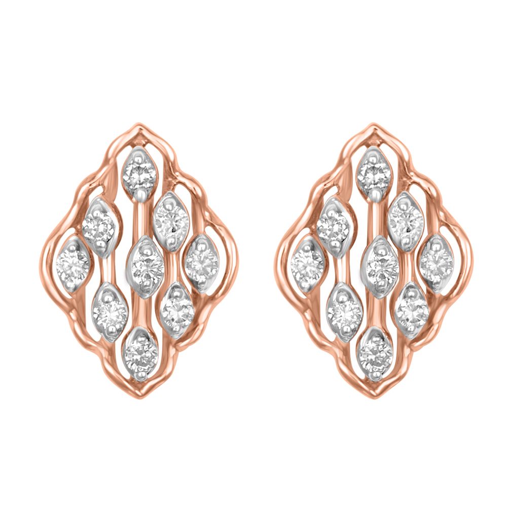 Stunning 14KT Rose Gold and Diamond Earrings-Earrings-OER22070-D900X0C