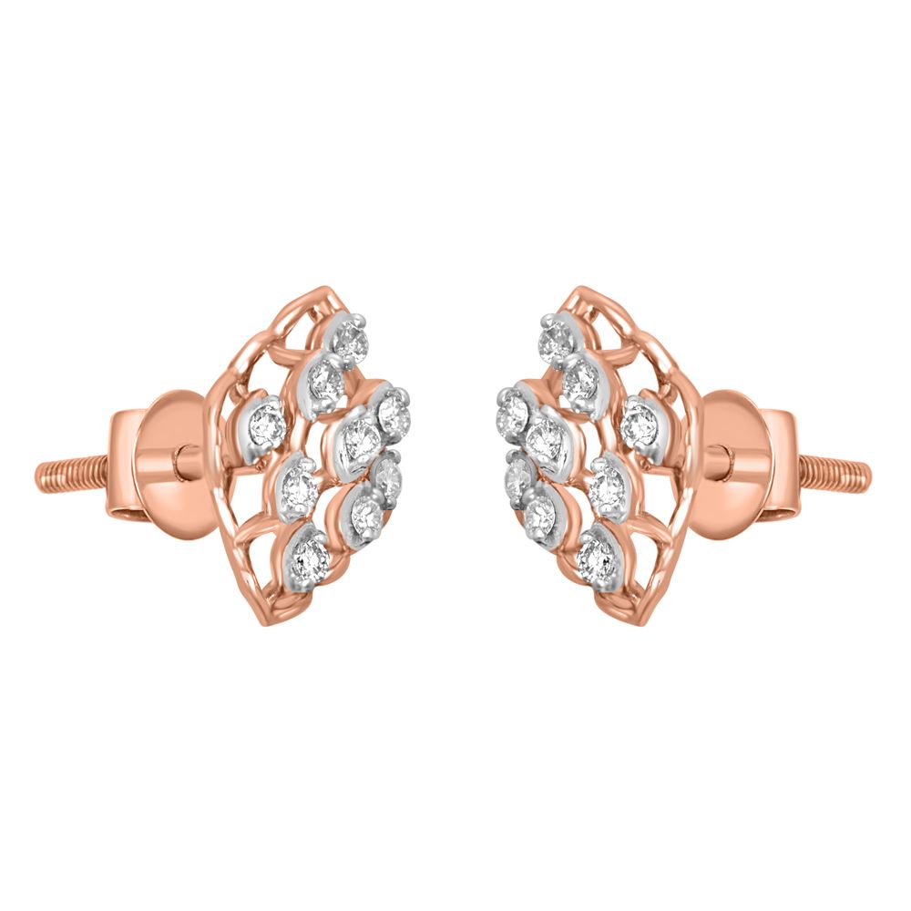 Stunning 14KT Rose Gold and Diamond Earrings-Earrings-OER22070-D900X0C