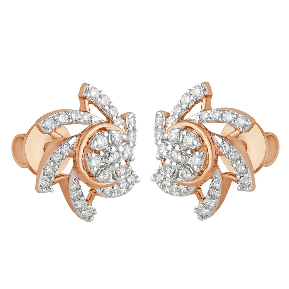 Glittering Starburst Design Diamond Earrings-Earrings-OER22072-D900X0C