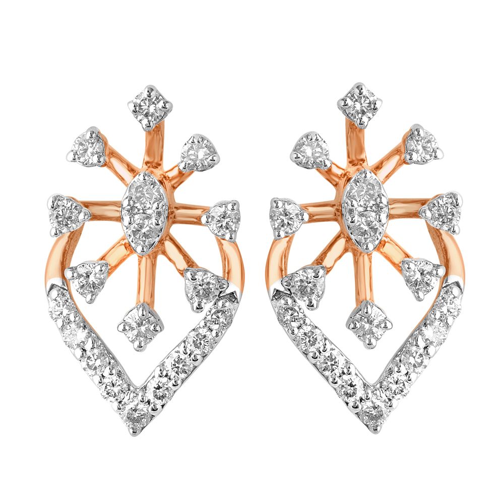Brilliant Rose Gold Earrings with Diamonds-Earrings-OER22080-D900X0C