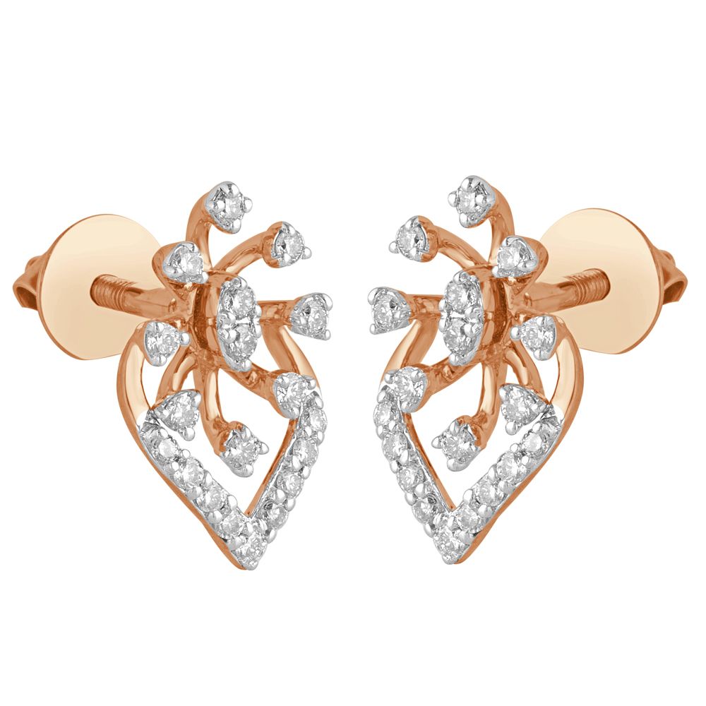 Brilliant Rose Gold Earrings with Diamonds-Earrings-OER22080-D900X0C