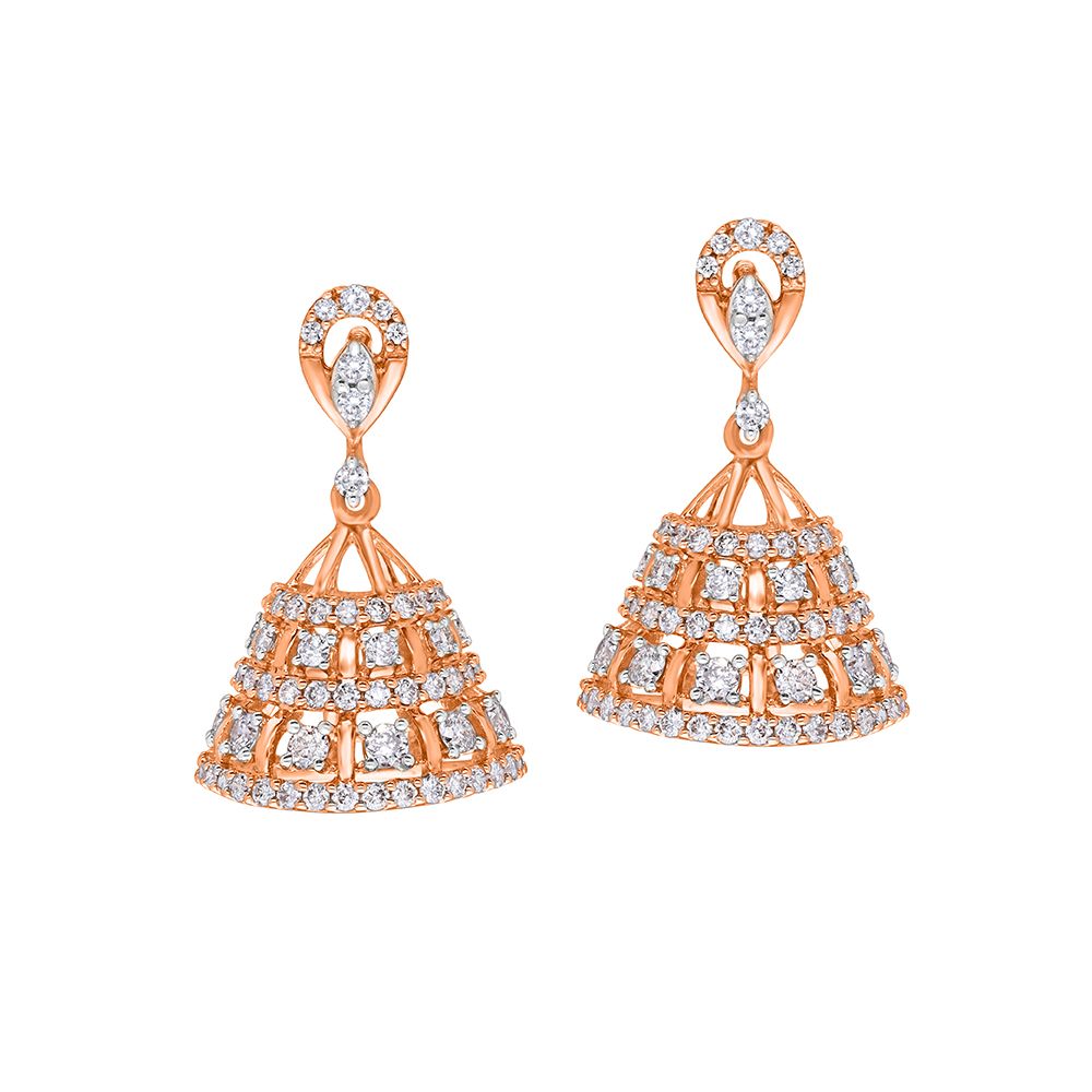 Stunning 14KT Rose Gold Jhumki Earrings-Earrings-OER22089-D900X0C