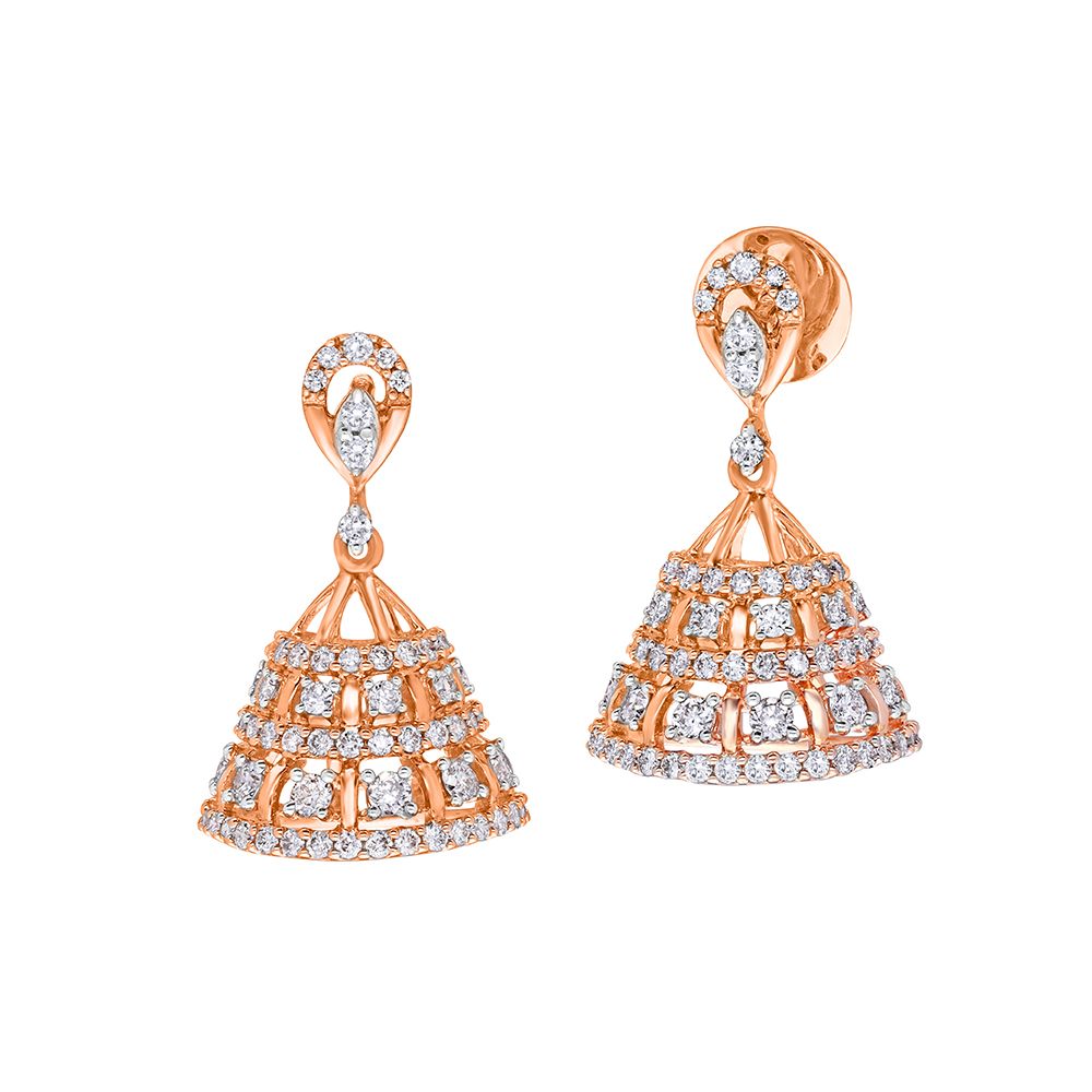 Stunning 14KT Rose Gold Jhumki Earrings-Earrings-OER22089-D900X0C