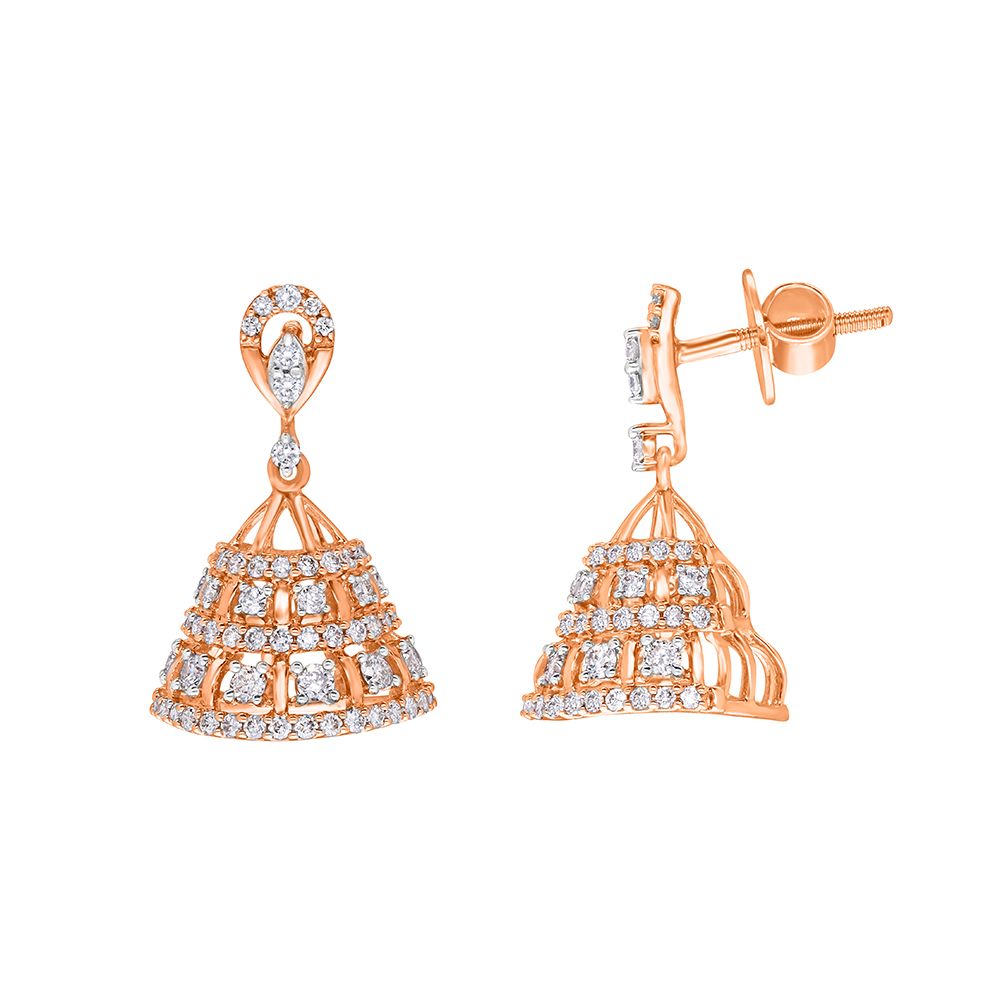 Stunning 14KT Rose Gold Jhumki Earrings-Earrings-OER22089-D900X0C